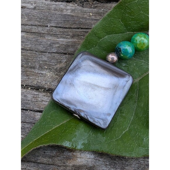 Sterling Silver Labradorite Earrings, Vintage Mystical Earrings - Picture 10 of 10